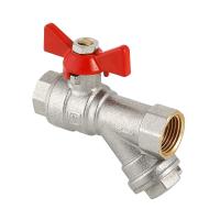 Кран шаровый Valtec 1/2" ВН-ВН со встроенным фильтром, рукоятка бабочка