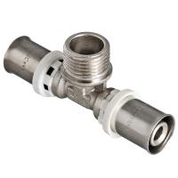 Тройник пресс Valtec с переходом на нар. р. 20х1/2"х20 НР