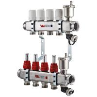 Коллекторная группа Valtec НЕРЖ со встр. расх. в сборе, 1"х7 вых. Евроконус 3/4"