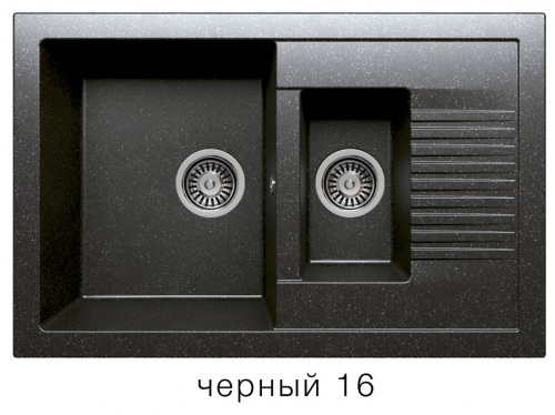 Кухонная мойка Polygran F-21 черный, 77х49х19