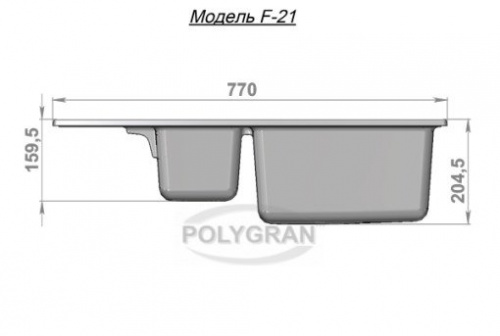 Кухонная мойка Polygran F-21 песочный, 77х49х19
