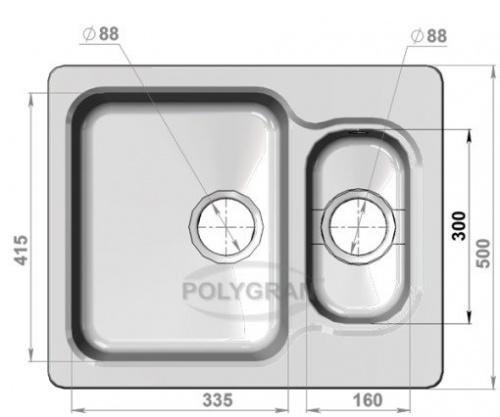 Кухонная мойка Polygran F-09 хлопок, 61х50х20