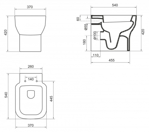 Унитаз приставной BELBAGNO VASO
