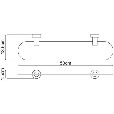 Полка стеклянная WasserKRAFT Donau K-9424, хром