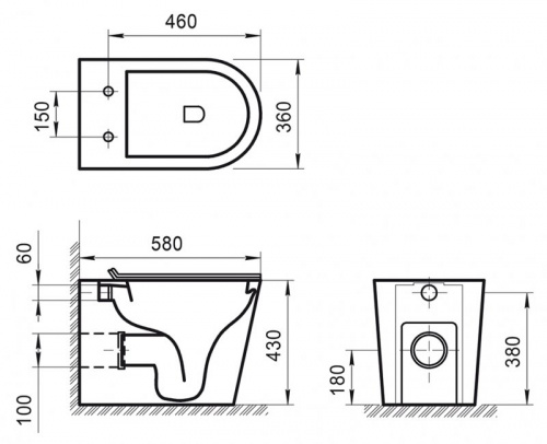 Унитаз приставной безободковый BELBAGNO FLAY-R