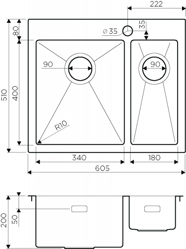 Кухонная мойка Omoikiri Akisame 60-2-IN-L