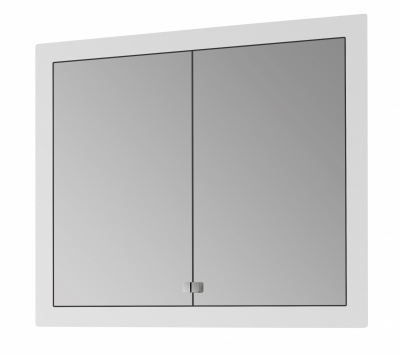 Зеркальный шкаф Dreja Grid 90 2д встраиваемый с Led освещением, автоматическое вкл./выкл., розетка, 45 45, белый