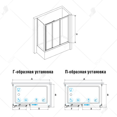 Шторка на ванну раздвижная с боковой панелью RGW SC-81 150х70х150 матовое 04118157-51