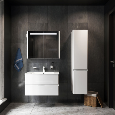 M55CHR0341WG BLISS, шкаф-колонна подвесной, правый, 34см, двери с доводчиками, белый,глянец