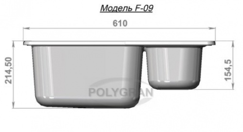 Кухонная мойка Polygran F-09 хлопок, 61х50х20