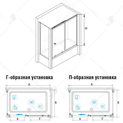 Шторка на ванну раздвижная с боковой панелью RGW SC-82 170х70х150 прозрачное 04118277-11