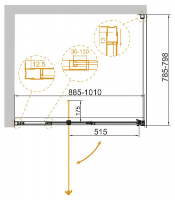 Душевой угол Cezares VARIANTE-AH-1-120/130-100-C-Cr 120x100x195