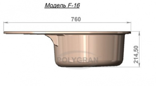 Кухонная мойка Polygran F-16 песочный, 76х50х20