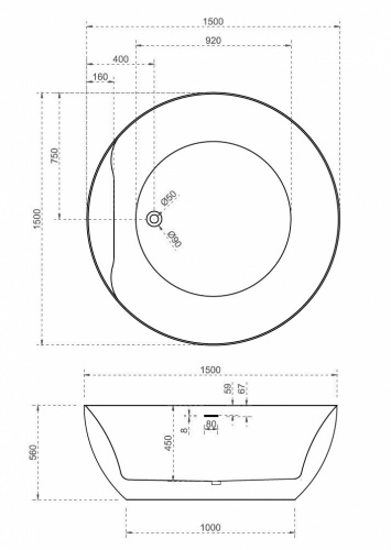 Акриловая ванна ABBER AB9280 150х150х56 белый