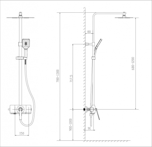 Душевая стойка Timo Halti SX-4190/00, хром