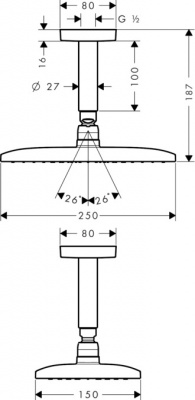 Верхний душ Hansgrohe Raindance E 240 AIR 1jet с держателем 27380000, хром
