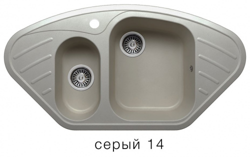 Кухонная мойка Polygran F-14 серый, 96х40,5х19