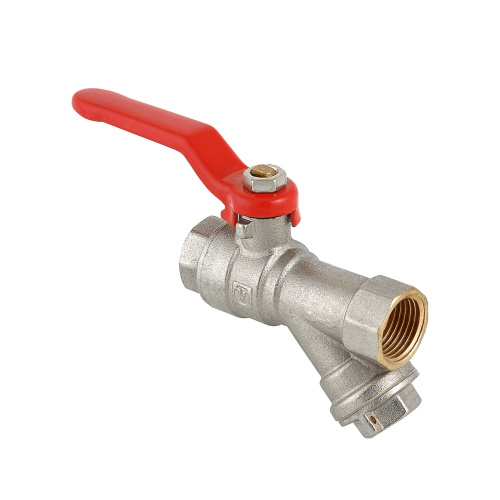 Кран шаровый Valtec 1/2" ВН-ВН со встроенным фильтром, стальная рукоятка