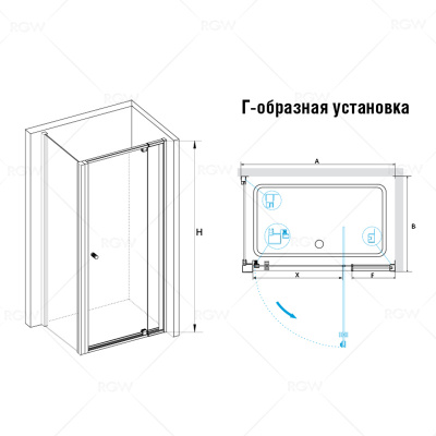 Душевой угол квадратный RGW PA-32 100х100х185 (97-110)х185 шиншилла 04083200-51