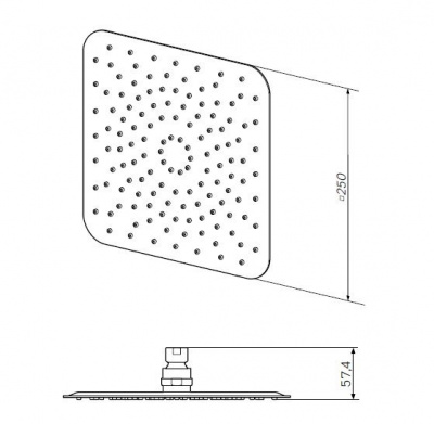 F05S0002 Верхний душ, d 250*250 мм, хром, шт.