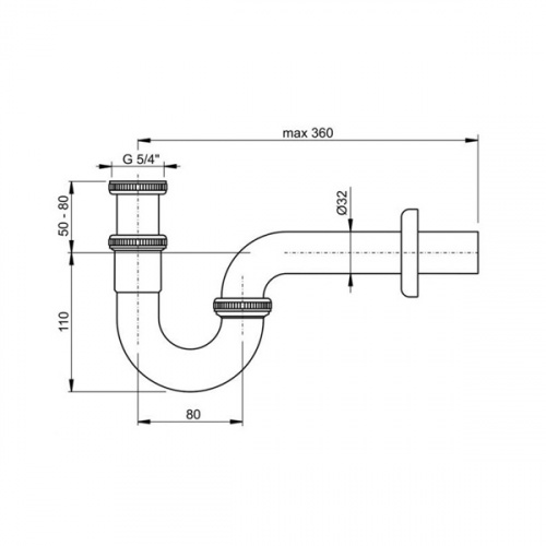 Сифон для раковины AlcaPlast A432 U-форма