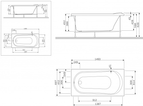 W85A-150-070W-P Панель фронтальная (универсальная) для ванн Joy/Spirit, 150 см, шт