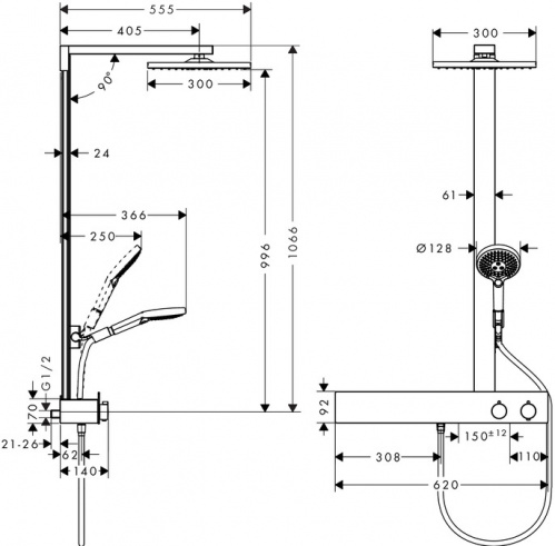 Душевая система Hansgrohe Crometta E 240 Showerpipe 27284000, хром