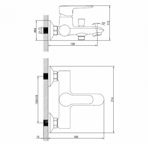 Смеситель для ванны Iddis Cuba CUBSB00i02WA, хром