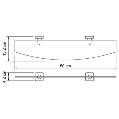 Полка стеклянная WasserKRAFT Lippe K-6524, хром