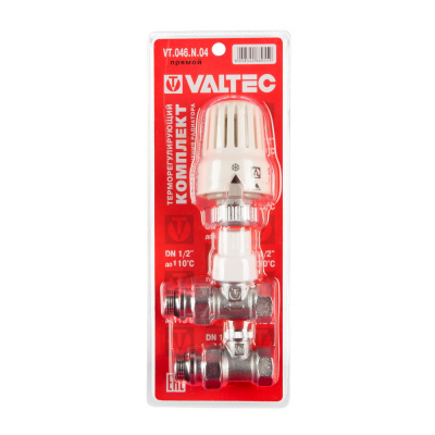 Комплект терморегулирующего оборудования Valtec для радиатора, прямой 1/2" (термостатическая головка, термостатический клапан, запорный клапан)