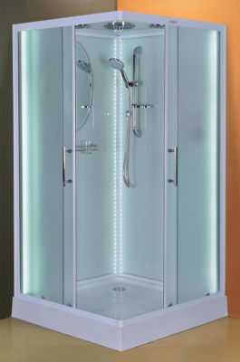 Душевая кабина Esbano ES-L100CKR с LED освещением, квадратная 100x100