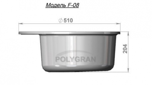 Кухонная мойка Polygran F-08 хлопок, 51х51х19