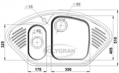 Кухонная мойка Polygran F-14 опал, 96х40,5х19