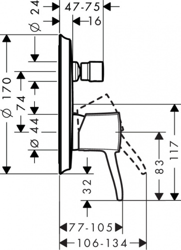 Смеситель для ванной Hansgrohe Metropol 31345090, хром/золото