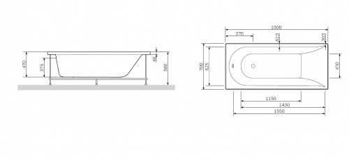 W72A-150-070W-R2 каркас для ванны spirit 150х70