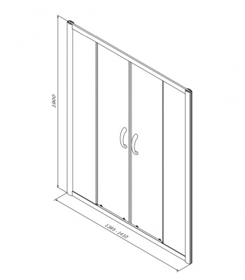 W53S-1402190MT BLISS L Twin Душ.дверь 140x190, с двумя дверями, профиль матовый хром, стекло прозрач