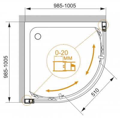 Душевой угол Cezares MOMENTO-R-2-90-C-Cr 90x90x195
