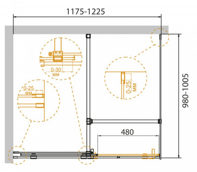 Душевой угол Cezares STREAM-AH-1-100/80-C-Cr 100x80x195