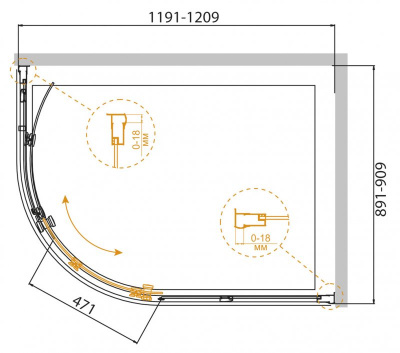 Душевой угол Cezares PRATICO-RH-1-120/90-C-Cr 120x90x185