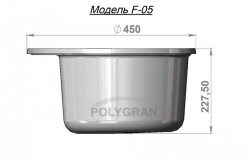Кухонная мойка Polygran F-05 серый, 45х45х20