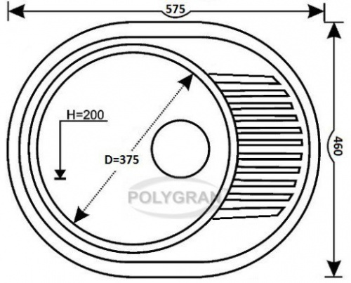 Кухонная мойка Polygran F-22 опал, 57,5х46х20