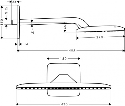 Верхний душ Hansgrohe Raindance E 420 AIR 1jet с держателем 27372000, хром