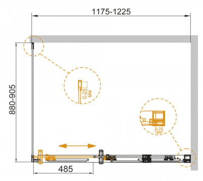 Душевой угол Cezares DUET SOFT-AH-1-160/100-C-Cr 160x100x195
