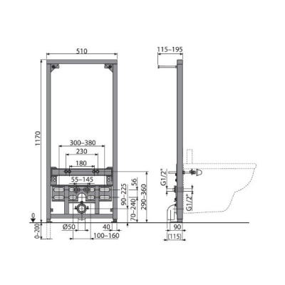 Инсталляция для биде AlcaPlast A105/1200