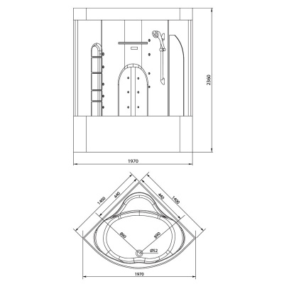 Душевой бокс Aquanet Palau box 140x140 с г/м, паром, прозрачное стекло