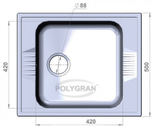 Кухонная мойка Polygran F-20 черный, 60х50х20,5