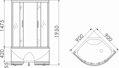 Ограждение душевое угловое Erlit Comfort ER0509T-C3