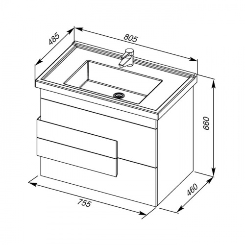 Тумба Aquanet Мадейра 80 дуб кантри