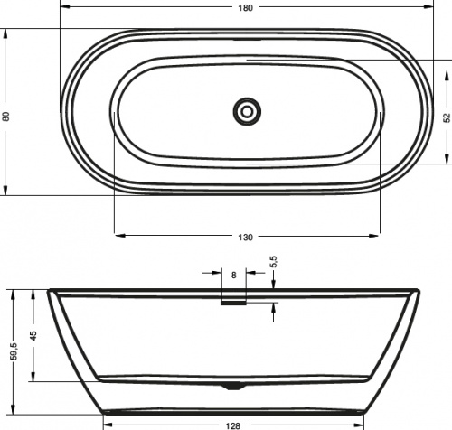 Акриловая ванна Riho Inspire FS 180x80 BD0200500000000
