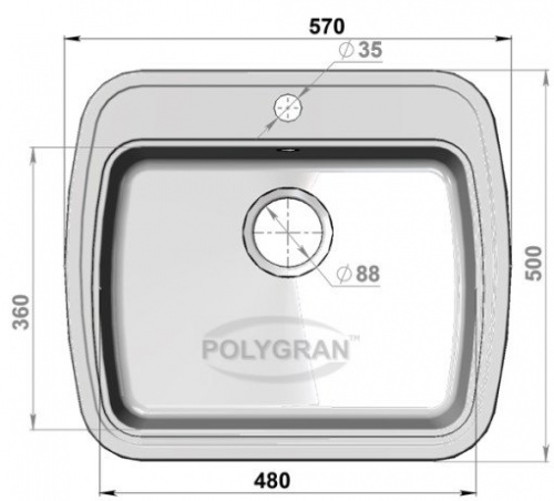 Кухонная мойка Polygran F-11 опал, 57х50х21
